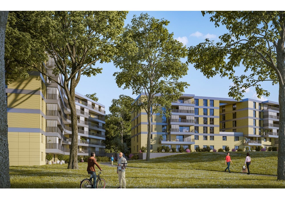 Rendu 3D - Façade Nord-Ouest de l'immeuble C2